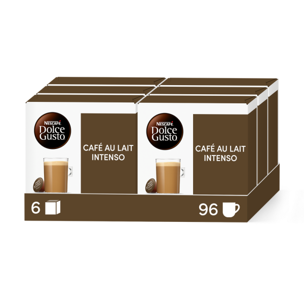 A NESCAFÉ® Dolce Gusto® CAFFE AU LAIT INTENSO 96 KAPSZULÁS CSOMAG kapszula doboza