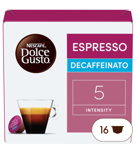A NESCAFÉ® Dolce Gusto® ESPRESSO DECAFFEINATO kapszula doboza