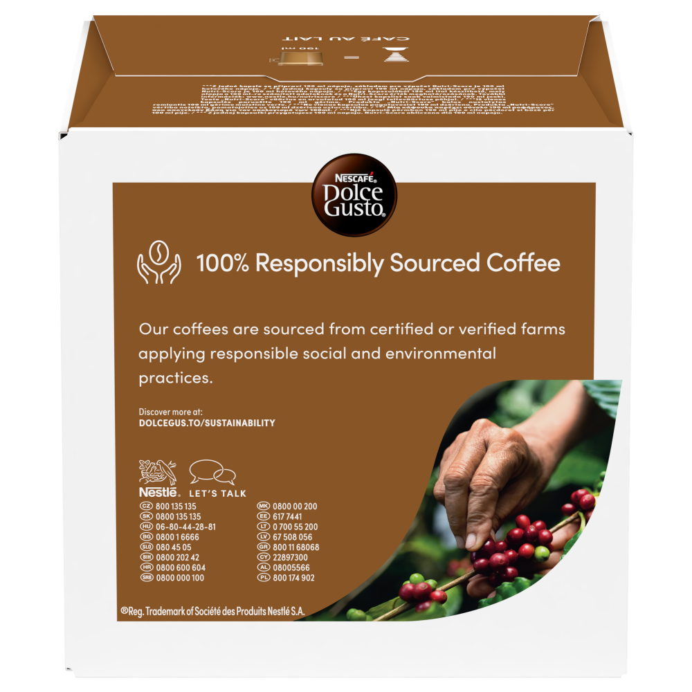 A NESCAFÉ® Dolce Gusto® CAFÉ AU LAIT kapszula doboza hátulról