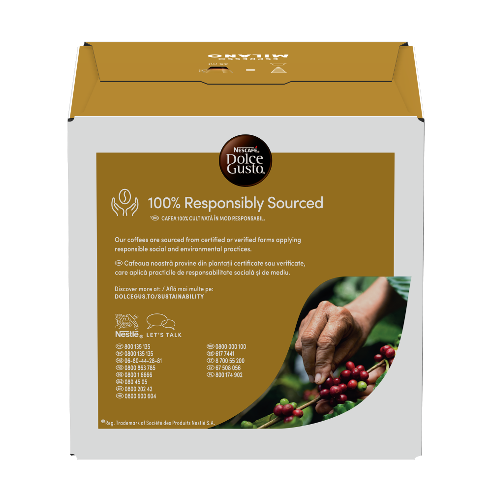 A NESCAFÉ® Dolce Gusto® Espresso Milano kapszula doboza hátulról